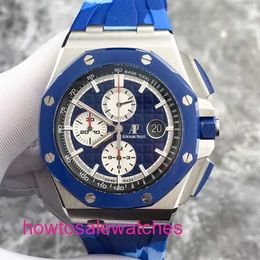 Luxury AP Wrist Watch Royal Oak Offshore Series 26400SO Blue Ceramic Circle Blue Faced White Timing Disc Date Automatic Mechanical Watch