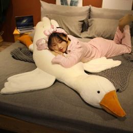 Pillow 50/90/130/160cm Sofa Plush Cushion Soft Pillow White Goose Hug Mascot Giant Stuffed Cute Animals Sleep Doll for Kids PP Cotton