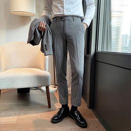 Men's Suits 2024 Autumn Men Houndstooth Business Dress Pants Fashion Casual Slim Fit Suit Male Classic Wedding Office Social Trousers