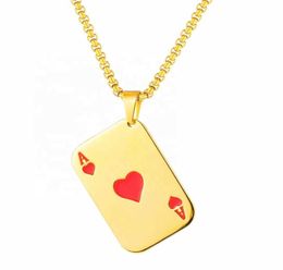 2022 new Black Red Enamel Pendant Necklace For Men Stainless Steel Hiphop Poker Card Pendant Necklace6308287