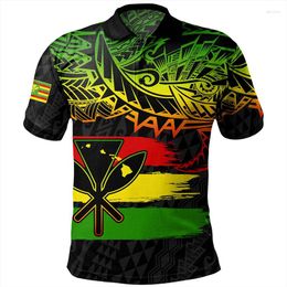 Men's Polos Hawaiian Graphic Polo Shirt For Men Fashion 3D Print Coat Of Arms Short Sleeves Children Tees Polynesian Culture Lapel T Shirts