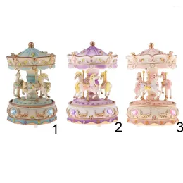 Decorative Figurines Anniversary Gift Box Music Rotating Carousel Horse Home Resin Crafts Collectibles Handcrafted Birthday Toys