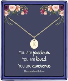 Pendant Necklaces Initial For Women 14K Gold Filled Dainty Disc Letter Necklace Kids Jewellery Birthday Gifts Teen Girls22999314628221