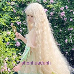 Genuine hair wigs online store Wig womens long lolita ultra water ripple corn roll light white gold cos versatile simulation full head set