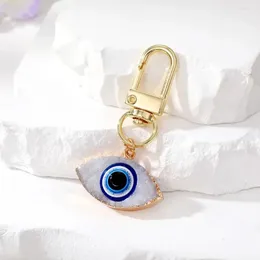 Keychains Fatima Hand Evil Eye Keychain Blue Daisy Dried Flower Accessory Pendant