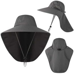 Hats Bucket Hats Outdoor Sports Jungle Hiking Travel Hat Fishing Hat Wide Conical Bucket Hat with Neck Cap Quick Drying Mens Fisherman Sun Protection Hat 240424