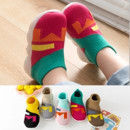 Walkers Newborn Baby Shoes Kids Geometric Sock Shoes Baby Boy Toddler Shoes Spring Fall Cotton Nonslip Knitted First Walkers Shoes