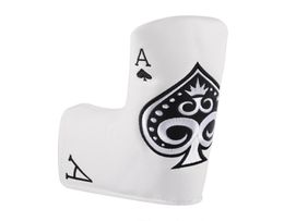 Ace of spades White PU Leather Embroidery Golf Club Headcover Blade Putter cover7973615