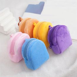 Wallets Candy Color Plush Coin Purse Women Minimalist Solid Change Pouch Small Wallet Portable Headphone Bag Key Holder