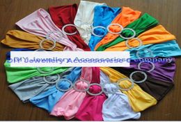 DHL 100PCS pick colors hemmed spandex lycra chair bands elastic chair sash chair band with buckle wedding more than 60 colors 8434427