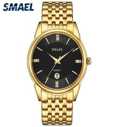 Men Fashion Casual Quartz Wristwatches SMAEL Big Men Clock Genuine Digital Sport Casual Sliver Gold 9026 Men Watches Waterproof3093908