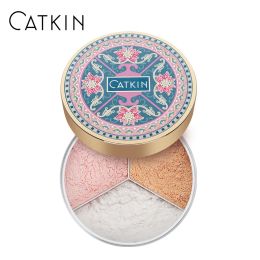 Powder CATKIN Eternal Love 5.2g*3 TrioColor Lotus Loose Powder Adjusting Skin Tone Clean the Makeup Base Balance Skin Oil Moistures