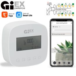 Modules WIFI Double Pump Drip Irrigation System Garden Automatic Watering Device Timer Lithium Battery Solar Charging Tuya Smart Life