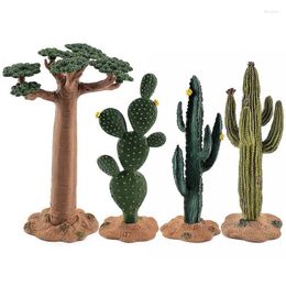 Decorative Flowers Creative PVC Tree Model Artificial Cactus Green Plants Ornaments DIY Micro Landscape Decoration Crafts For Home Desk