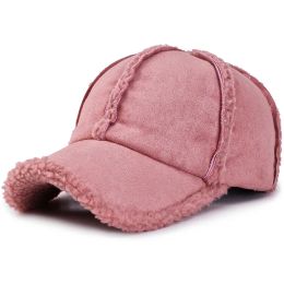 Softball Dusty Pink Women Winter Hat Fleece Lined Faux Suede Baseball Cap Grey Lt.brown Men Cap