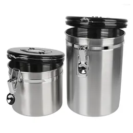 Storage Bottles Canister Coffee Container With Co2 Valve Coffeeware Stainless Steel For Beans Airtight Lid Preserves Freshness