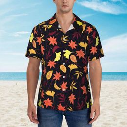 Men's Casual Shirts Falling Leaf Beach Shirt Autumn Leaves Summer Men Vintage Blouses Short-Sleeve Comfortable Graphic Clothing