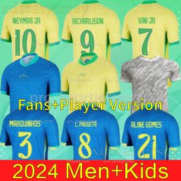2023 2024 Brazils soccer jerseys L.PAQUETA NEYMAR VINI JR. 23 24 P.COUTINHO RICHARLISON football shirt G.JESUS T.SILVA BRUNO G. PELE CASEMIRO men women sets jersey
