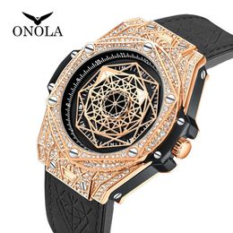 Onola Fashion Fashion Full Diamond Set Women Watch Men's Waterpronation Quartz Watch