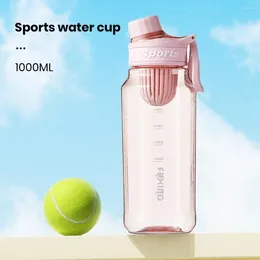 Water Bottles Sturdy Durable Bottle Capacity Sports With Time Marker Strainer For Fitness Gym Camping Bpa-free Outdoor