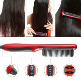 Irons Hair Straightener Women Men Hair Curling Straightening Brush Beard Electric Straightener US Plug