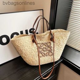 Women Luxury Original Loeweelry Designer Woven Bags Grass Woven Bag Large Capacity Fashionable 2024 New Handmade Woven Tote Bag Vacation Bag with Brand Logo