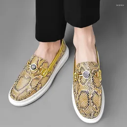 Casual Shoes Men's Loafers Horse Title Buckle Decorative Flat Slip-on 2024 Light Wear-resistant Comfortable Stylist