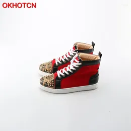 Casual Shoes OKCN Men Leopard Rivets Toe Mixed Colors High Top Plain Man's Quality Hip Hop Zapatillas Hombre