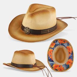 Wide Brim Hats Bucket Hats Retro Western Cowboy Hat men Fashion Large Brim Sun hats straw hats cowboy hats outdoor fishing hats Y240425