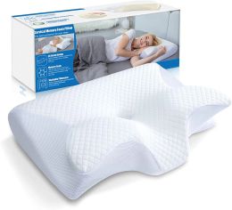 Pillow Memory Foam Contour Pillow Neck Shoulder Pain Ergonomic Orthopedic Pillow for Side Back Stomach Sleeper Contoured Support Pillow