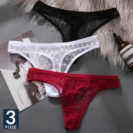 Briefs Panties 3PCS/Set Womens Panties Sexy G-String Perspective Woman Thong Low-waist Underpants Hollow Out T-back Female Underwear Lingerie Y240425