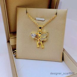 Pendant Necklaces Fashionable Lovely White Heart Necklace Exquisite Personality Blessing Little Angel Stainless Steel Versatile Clavicle Chain