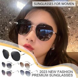 Sunglasses Frames Retro Oversized Polarized For Women Classic Shades Metal Sun Glasses UV Protection Round Polygon Sungl F6H6