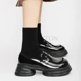 Dress Shoes The Spring And Autumn Loafers Fashion Design Small Single Thick-heeled Thick-soled Leather Woman