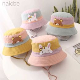 TC84 Caps Hats Cartoon Bear Baby Bucket Cap Cute Animal Infant Sun Viosr Hat Spring Summer Outdoor Toddler Kids Fisherman Hats 1-5Y d240425