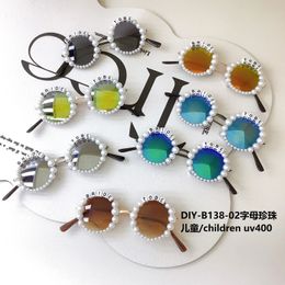 Fashionable childrens sunglasses trendy DIY baby sun protection and UV glasses 240419