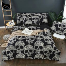 sets Dream NS Flower Skull Beddings and Bed Sets Black Colour Duvet Cover King Size Luxury Sugar Skull Bedding Set Queen Size PN007