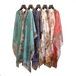 Scarves Fashion Summer Sunscreen Shawl To Go Out Block UV Clothing Women's Chiffon Silk Scarf Cloak Beach Pareo