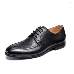Dress Shoes PUGETE South Africa Import Ostrich Leather Men Formal Male Fashion Wear-resisting Non-slip