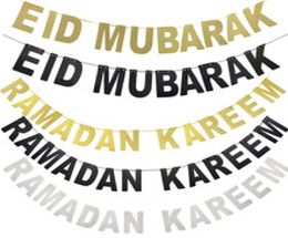 EID MUBARAK Banner Glitter EID Festival Bunting Garland Islamic Muslim Mubarak Decoration RAMADAN KAREEM Banner Ramadan Supplies4604133