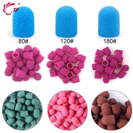 Bits 5/10/20pcs Nail Sanding Caps Bands With Rubber Drill Bits Mill Grinding Sand Cap Pedicure Files for Electric Manicure Nail Tools