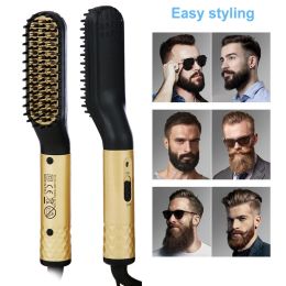 Brushes 2023 New Hair Straightener Electric Negative Ion Heating Comb Men's Beard Hair Straightening Brush Dry And Wet Use Quick Styler