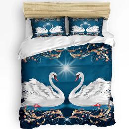 sets Animal Swan Duvet Cover Bed Bedding Set For Double Home Textile Quilt Cover Pillowcases Bedroom Bedding Set (No Sheet)