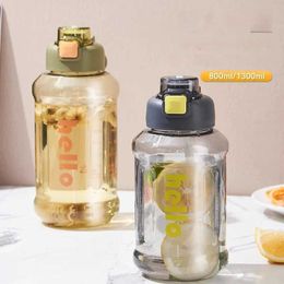 Tumblers 1300ML High-capacity Motion Water Jar Home And Kitchen Coffee Kettle Beverage Dispenser Pot Plastics Straw Cup H240425
