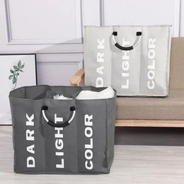 1pc 3 Grids Foldable Laundry Basket Bag Dirty Clothes Hamper Waterproof Oxford Fabric Storage 240424