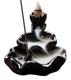 Middle East Ceramic Incense Burner Backflow Incense Stick Holder censer Lotus design aroma Burner Door Gifts Buddhist Decoration9962968