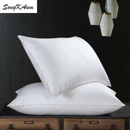 Pillow SongKAum 100% Mulberry Silk pillow Fivestar hotel child adult health care pillows 100% Cotton Satin stripe Cover Neck guard