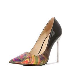 Dress Shoes Ladies Stilettos Pointed Toe Shiny Sexy Catwalk 11cm Heel WZ H240425