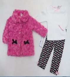 2015 winter baby girls suits kids children sets coat t shirt pants outfits 3 pc set girls clothes 35032773823