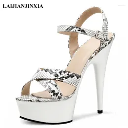 Dress Shoes LAIJIANJINXIA Summer Women Sexy Show Sandals 15CM High Heels Platform Girls Party Club Dance